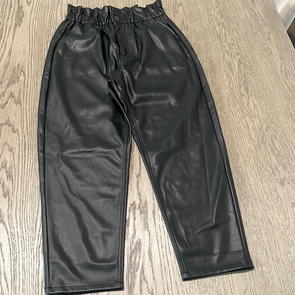 Zara Pants - Zara paperbag waist faux leather pant size 8
